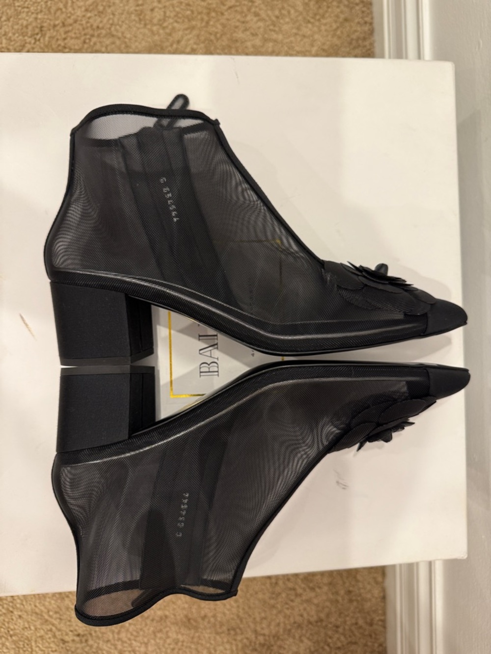 Chanel Camellia Mesh Ankle Boots 37.5 | Sheer Black Iconic CC Heels Runway NWT - Picture 7 of 13